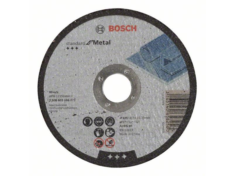 Ravna rezalna plošča Bosch Standard for Metal A 30 S BF, Pakiranje: 25kos, Dimenzije: 125x22,23x2,5mm, 2608603166