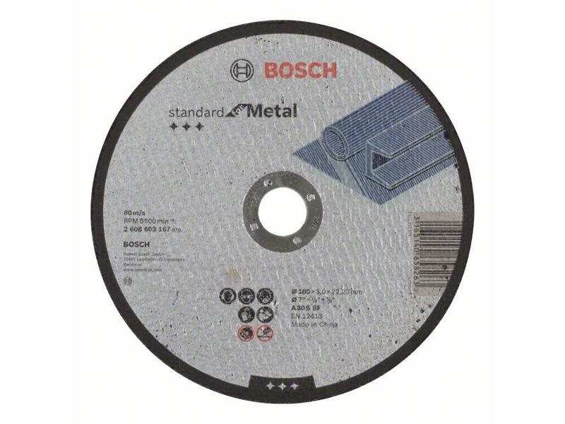 Ravna rezalna plošča Bosch Standard for Metal A 30 S BF, Pakiranje: 40kos, Dimenzije: 180x22,23x3mm, 2608603167