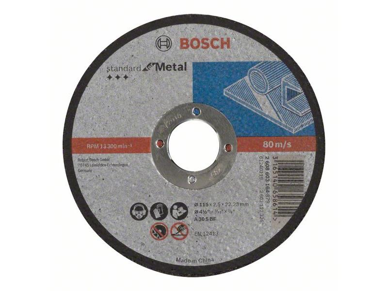 Ravna rezalna plošča Bosch Standard for Metal A 30 S BF, Pakiranje: 25kos, Dimenzije: 115x22,23x2,5mm, 2608603164