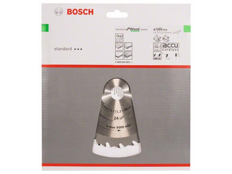 List krožne žage Bosch Speedline Wood, Dimenzije: 165x20/16x1,7mm, Zob: 24, 2608642601