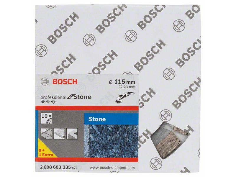 Diamantna rezalna plošča Bosch Standard for Stone, Pakiranje: 10kos, Dimenzije: 115x22,23x1,6x10mm, 2608603235