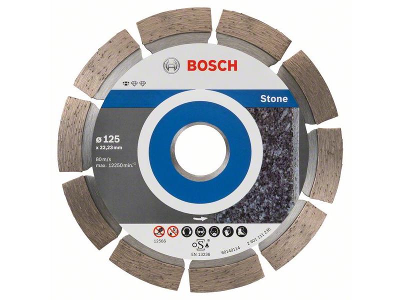Diamantna rezalna plošča Bosch Standard for Stone, Pakiranje: 10kos, Dimenzije: 125x22,23x1,6x10mm, 2608603236