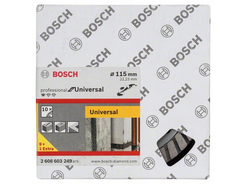 Diamantna rezalna plošča Bosch Standard for Universal Turbo, Pakiranje: 10kos, Dimenzije: 115x22,23x2x10mm, 2608603249