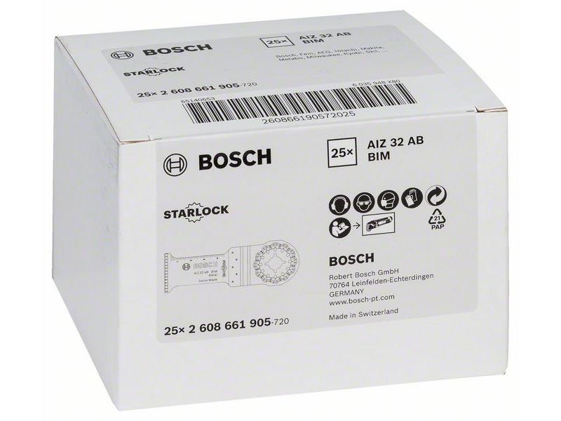 Bimetalni potopni žagin list Bosch AIZ 32 AB Metal, Pakiranje: 25kos, Dimenzije: 32x50mm, 2608661905