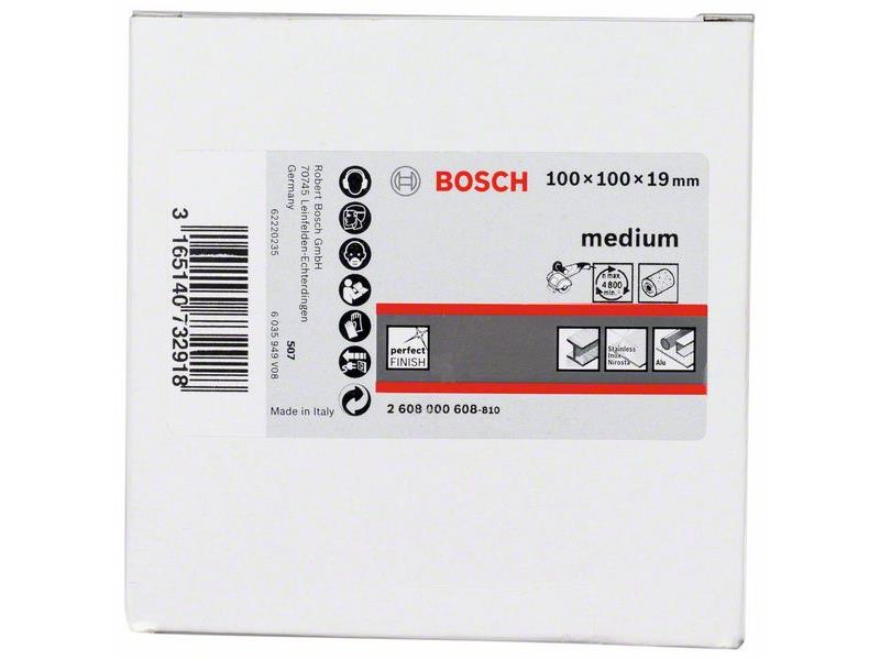 Brusilni kolut Bosch iz filca , Dimenzije: 19 mm, 100mm, 100mm, Zrnatost: Srednje, 2608000608