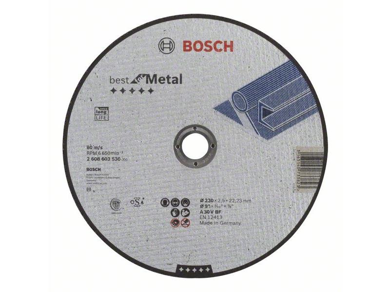 Ravna rezalna plošča Bosch Best for Metal A 30 V BF, Pakiranje: 25kos, Dimenzije: 230x22,23x2,5mm, 2608603530