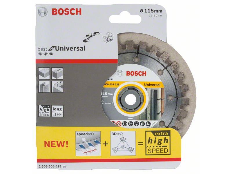 Diamantna rezalna plošča Bosch Best for Universal, Dimenzije: 115x22,23x2,2x12 mm, 2608603629