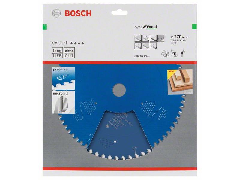 List za krožne žage Bosch Expert for Wood, Dimenzije: 270x30x2,8mm, Zob: 60, 2608644070