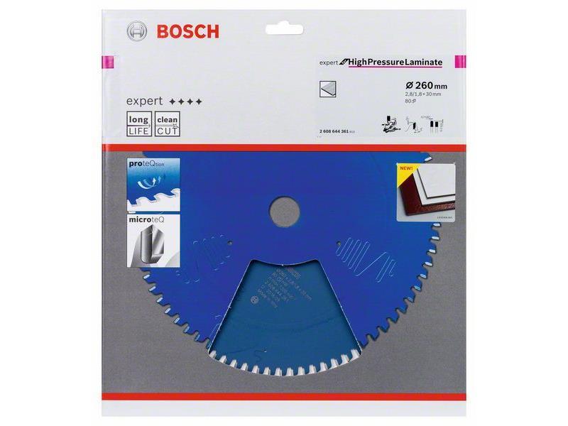List krožne žage Bosch Expert for High-Pressure Laminate, Dimenzije: 260x30x1,8mm, Zob: 80 2608644361