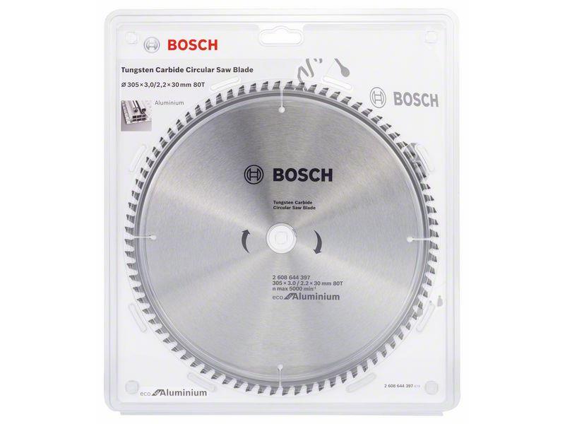 List za krožno žago Bosch Eco for Aluminium, Dimenzije: 305x3,0/2,2x30mm, Zob: 80, 2608644397