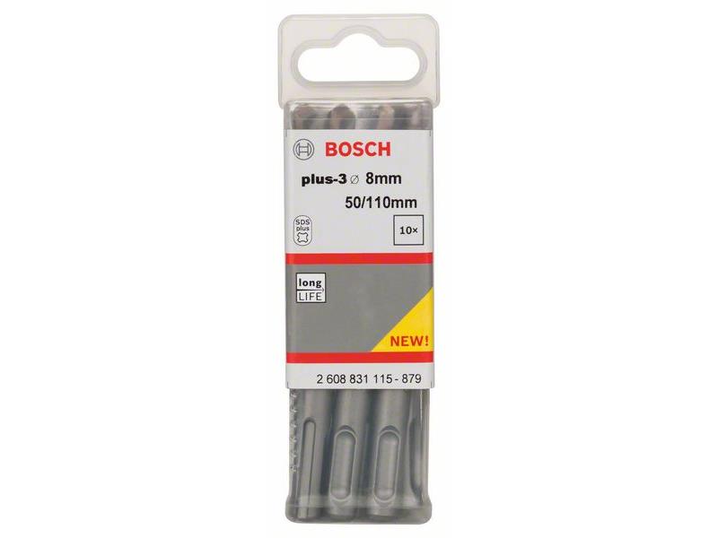 Udarni svedri Bosch SDS-plus-3, Dimenzije: 8 x 50 x 110 mm, Pakiranje po 10 kosov