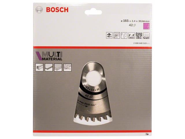 List krožne žage Bosch Multi Material, Dimenzije: 165 x 2,4 x 30mm, Zob: 42, 2608640519