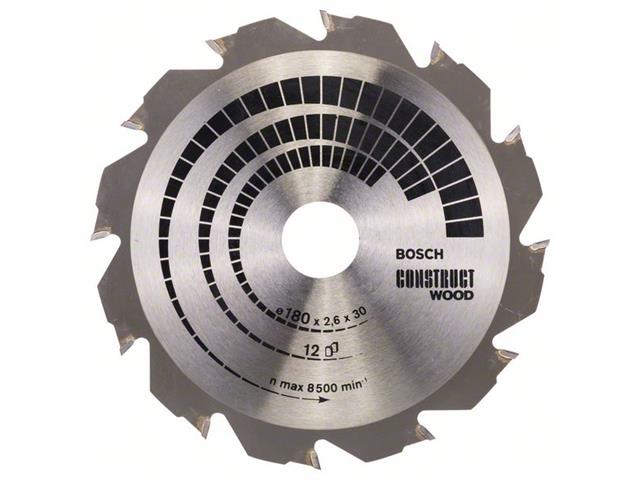 List krožne žage Bosch Construct Wood, Dimenzije: 180x30/20x2,6mm, Zob: 12, 2608640632