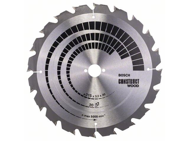 List krožne žage Bosch Construct Wood, Dimenzije: 315x30x3,2mm, Zob: 20, 2608640691
