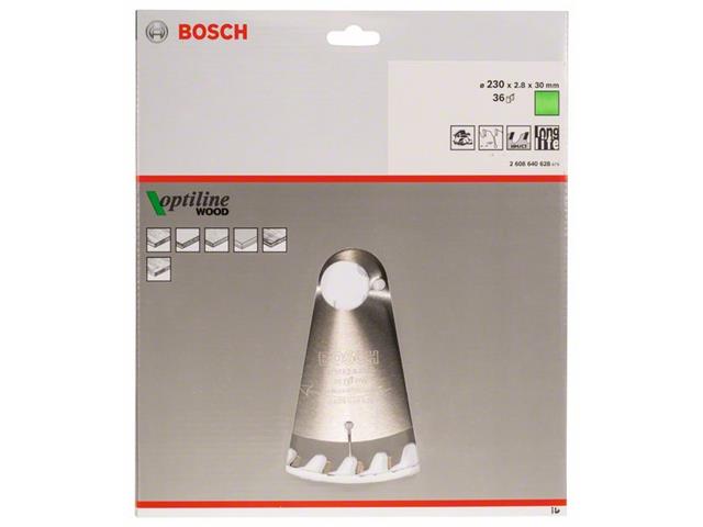 List krožne žage Bosch Optiline Wood, Dimenzije: 230x30x2,8mm, Zob: 36, 2608640628