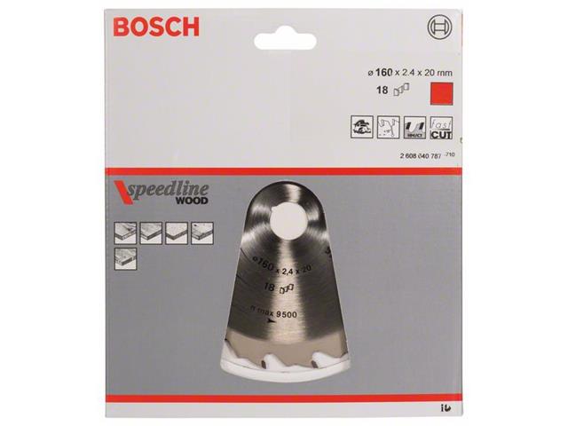 List krožne žage Bosch Speedline Wood, Dimenzije: 160x20x2,4mm, Zob: 18, 2608640787