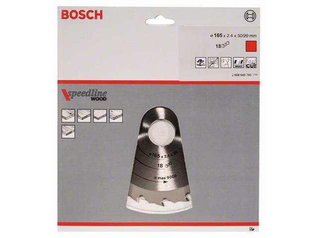 List krožne žage Bosch Speedline Wood, Dimenzije: 165x30x2,4mm, Zob: 18, 2608640789