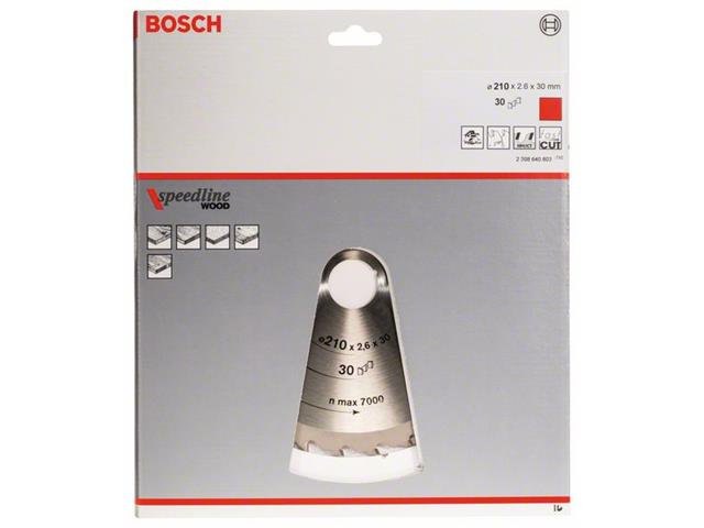 List krožne žage Bosch Speedline Wood, Dimenzije: 210x30x2,6mm, Zob: 30, 2608640803