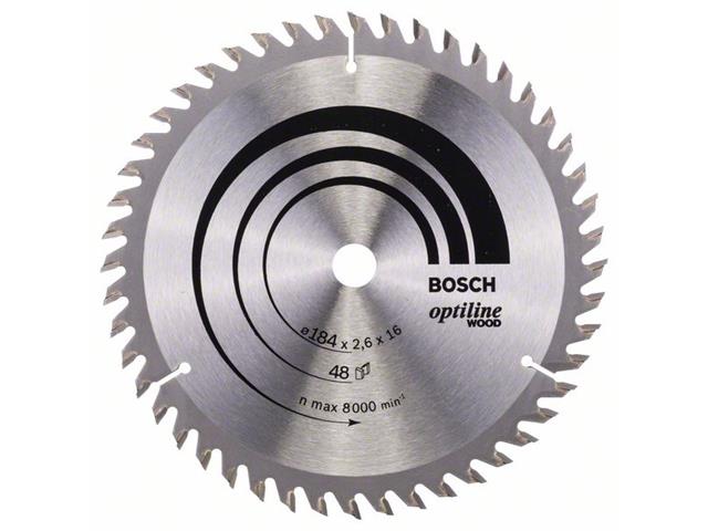 List krožne žage Bosch Optiline Wood, Dimenzije: 184x16x2,6mm, Zob: 48, 2608641181