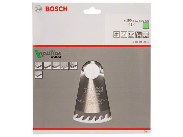 List krožne žage Bosch Optiline Wood, Dimenzije: 190x30x2mm, Zob: 48, 2608641186