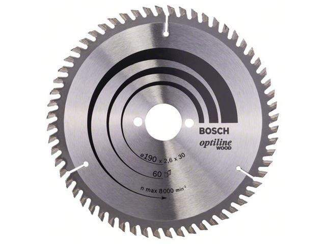 List krožne žage Bosch Optiline Wood, Dimenzije: 190x30x2,6 mm, Zob: 60, 2608641188