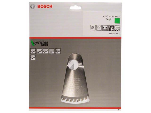 List krožne žage Bosch Optiline Wood, Dimenzije: 210x30x2,8mm, Zob: 60, 2608641190