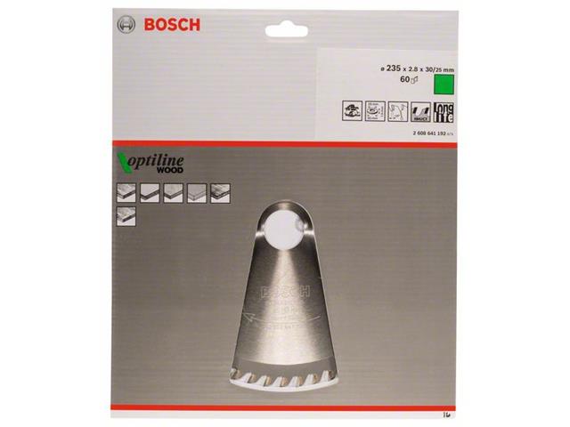 Žagin list Bosch, Optiline Wood, Dimenzije: 235x2.8x30mm, (les), 60 Zob, 2608641192