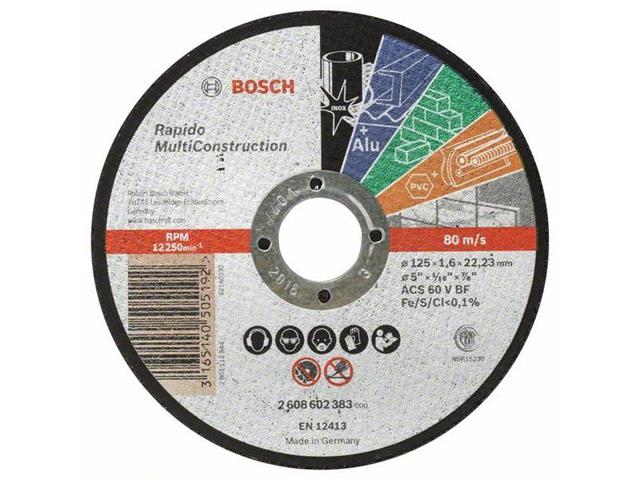 Ravna rez. plošča Bosch Rapido Multi Construction ACS 46 V BF, Pakiranje: 25kos, Dimenzije: 125x22,23x1,6mm, 2608602383