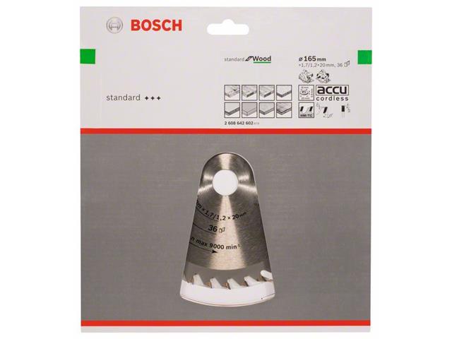 List krožne žage, Bosch Optiline Wood, Dimenzije: 165 x 20/16 x 1,7 mm, 36 zob, 2608642602