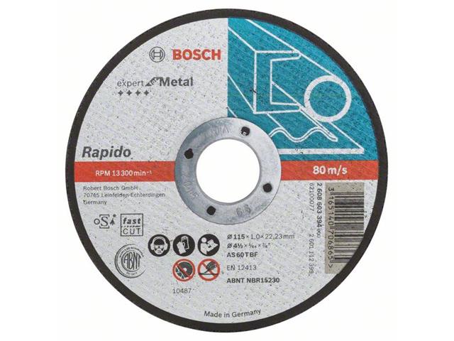 Ravna rezalna plošča Bosch Expert for Metal-Rapido AS 60 T BF, Dimenzije: 115x22,23x1mm, 2608603394