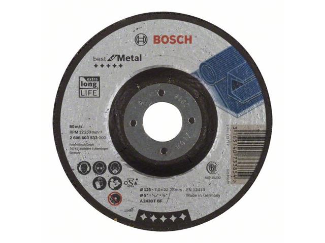 Kolenasta groba brusilna plošča Bosch Standard for Metal, A 2430 T BF, 125mm, 2608603533