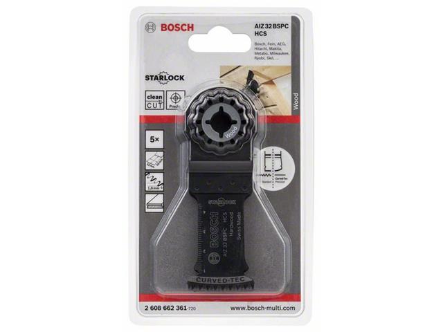 HCS Potopni žagin list Bosch AIZ 32 BSPC, Hard Wood, Pakiranje: 5kos, Dimenzije: 50x32mm, 2608662361