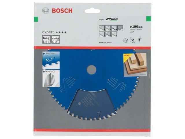 List za krožne žage Bosch Expert for Wood, Dimenzije: 190x30x2,6mm, Zob: 56, 2608644050