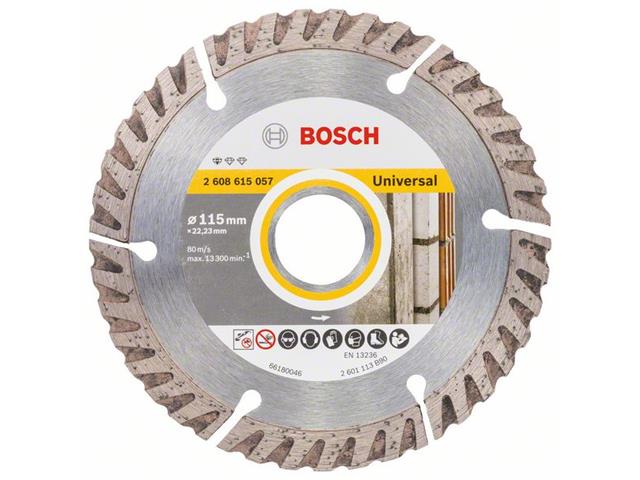 Diamantna rezalna plošča Bosch Standard for Universal, Dimenzije: 115x22.23x2x10mm, 2608615057