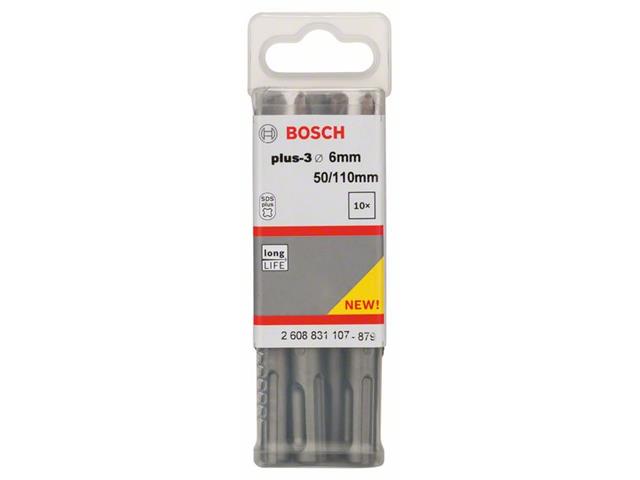 Udarni svedri Bosch SDS-plus-3, Dimenzije: 6 x 50 x 110 mm, Pakiranje po 10 kosov