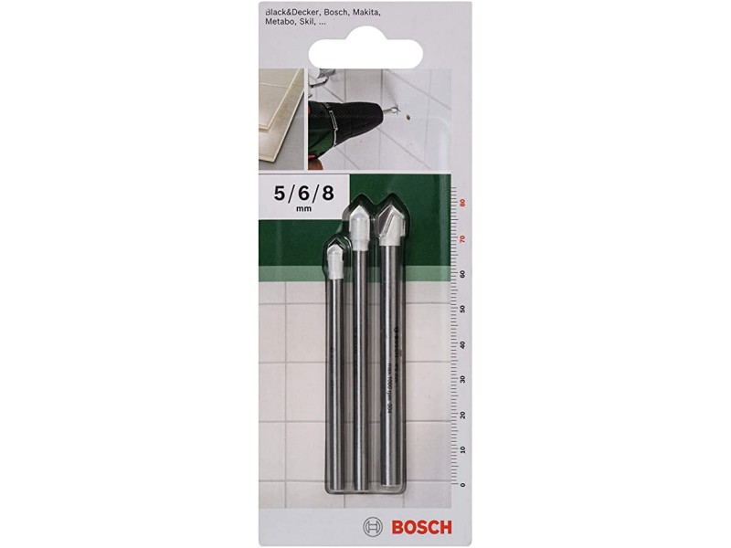 3-delni komplet svedrov za ploščice Bosch, Dimenzije: 5x70mm, 6x80mm, 8x80mm, 2609255588