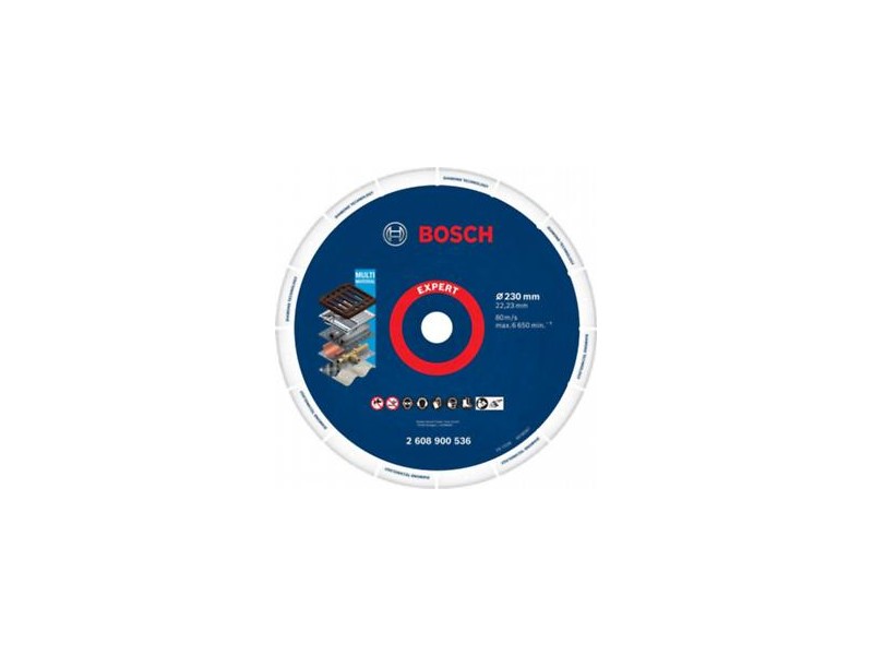 Diamantna Metal Wheel plošča za kovino Bosch, Expert Multi Material, 230mm, 22,23mm, 2608900536