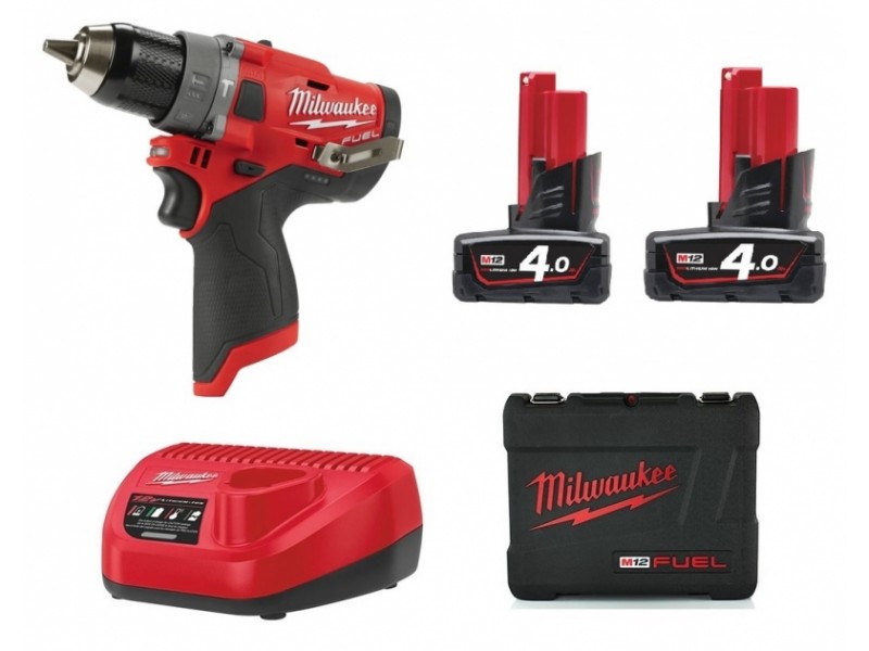 Akumulatorski udarni vijačnik Milwaukee M12 FPD-402X FUEL, Li-Ion 2 x Aku.: 4,0 Ah, 4933459804