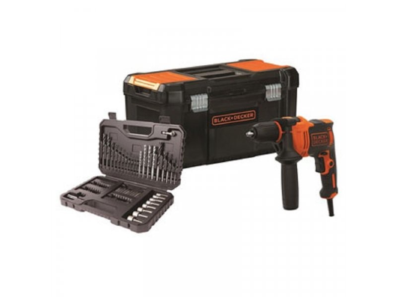 Udarni vrtalnik Black and Decker BEH710KA80 + 80-delni set pribora, 710W, 47.600/min