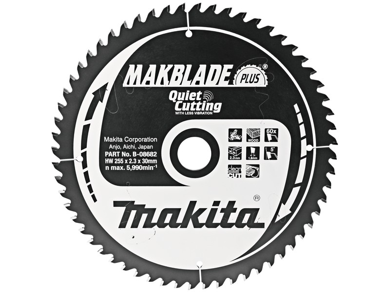 TCT MAKBlade Plus žagin list Makita, Dimenzije: 255x2,3x30mm, Zob: 60, B-32518