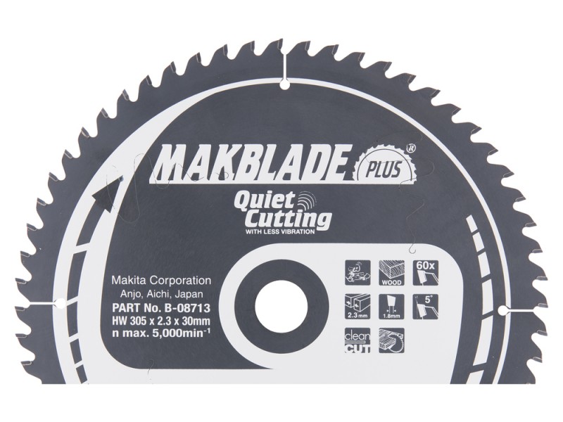 TCT MAKBlade Plus žagin list Makita, Dimenzije: 305x2,3x30mm, Zob: 60, B-32546