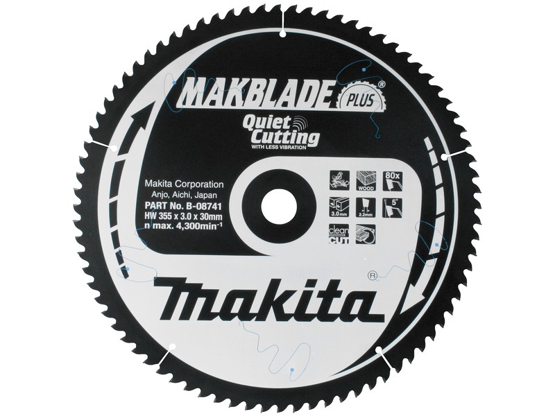 TCT MAKBlade Plus žagin list Makita, Dimenzije: 355x3x30mm, Zob: 80, B-08741