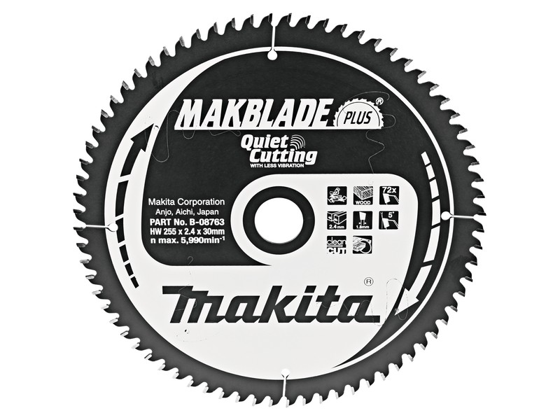 TCT MAKBlade Plus žagin list Makita, Dimenzije: 255x2,4x30mm, Zob: 72, B-32596