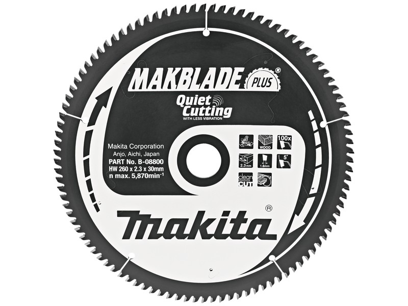 TCT MAKBlade Plus žagin list Makita, Dimenzije: 260x2,3x30mm, Zob: 100, B-32633