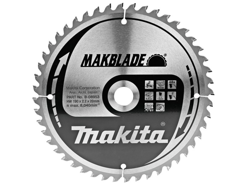 TCT MAKBlade žagin list Makita, Dimenzije: 190x2,2x20mm, Zob: 48, B-08953