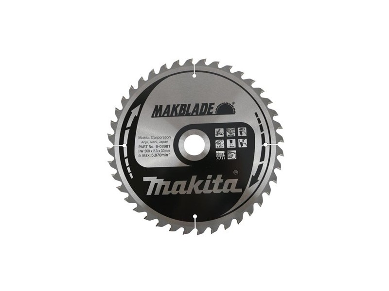 Žagin list TCT MAKBlade, Dimenzije: 260x30mm, 40Z, B-32770