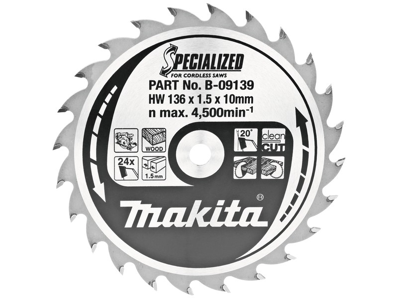 TCT Specialized žagin list Makita, Dimenzije: 136x1,5x10mm, Zob: 24, B-09139