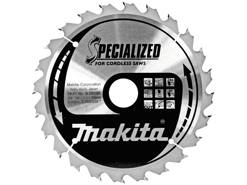 TCT Specialized žagin list Makita, Dimenzije: 190x2x30mm, Zob: 24, B-09195