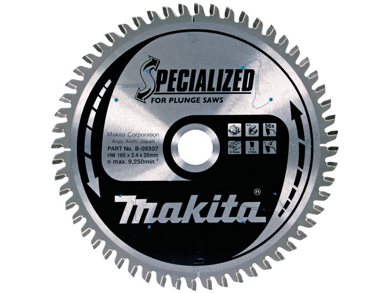 TCT Specialized žagin list Makita za rezanje Aluminja, Dimenzije: 165x20mm, 56z, B-33021