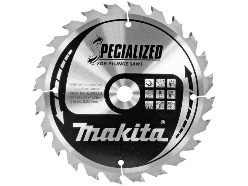 TCT Specialized žagin list Makita, Dimenzije: 185x2,2x15,88mm, Zob: 24, B-09313